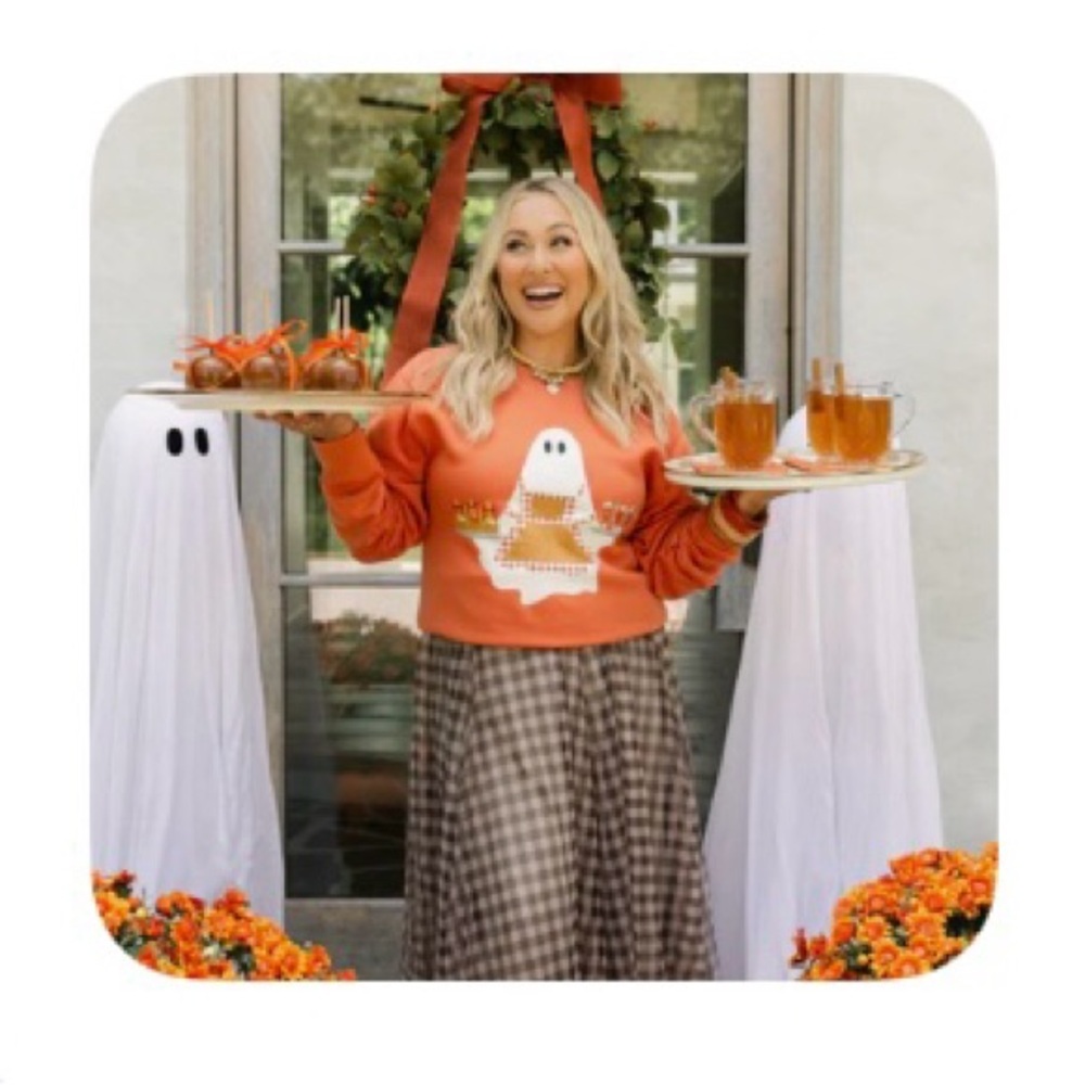 Orange Ghost Print Sweatshirt